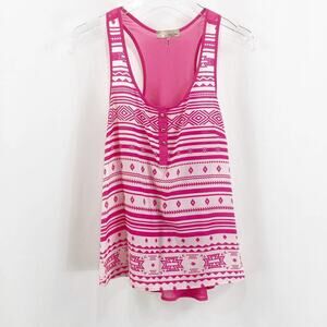 LOVE TREE Pink Western Tribal Sleeveless Racerback Tank Top